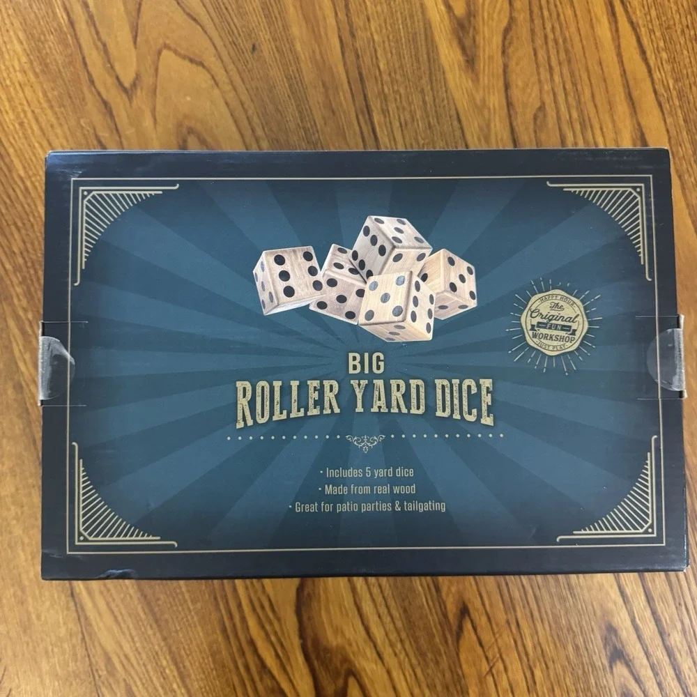 The Original Fun Workshop Big Roller Yard Dice (5 Wooden Dice) New Original Box